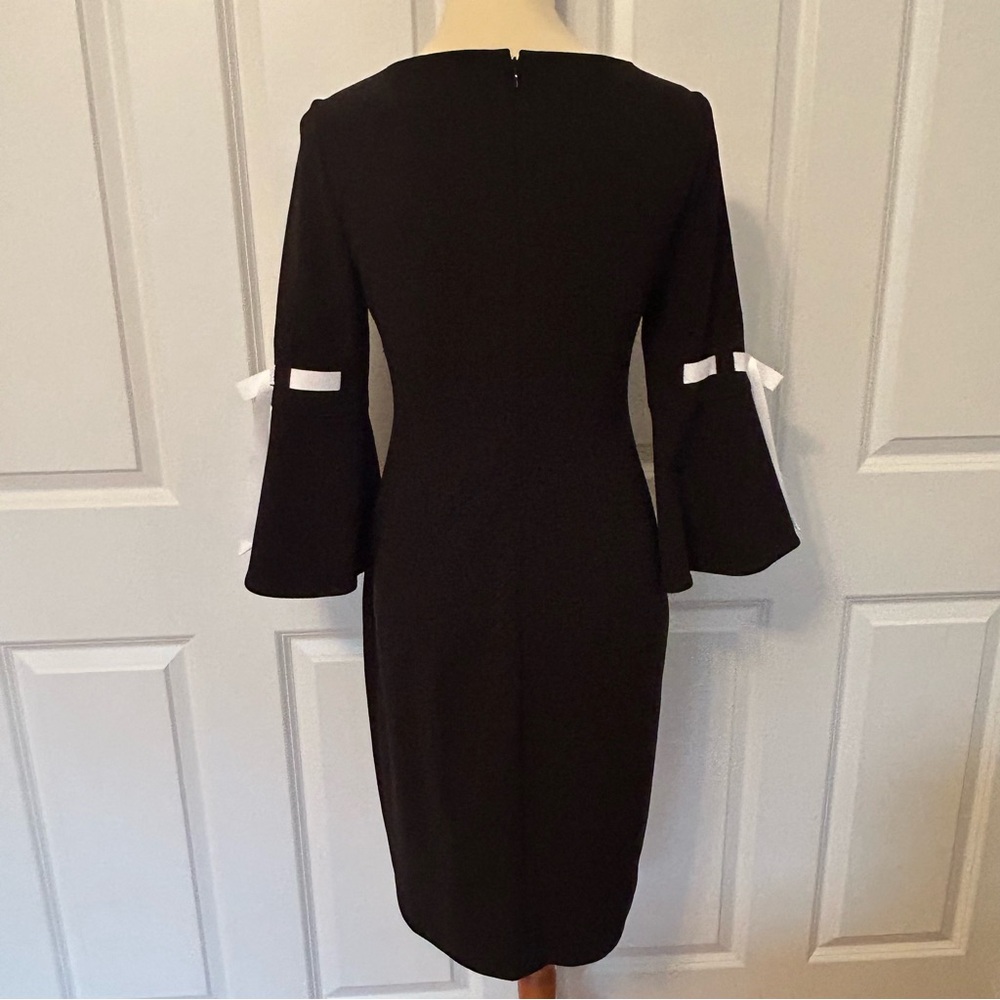 Calvin Klein Elegant Black Dress with White Bow Accents - Picture 3 of 4
